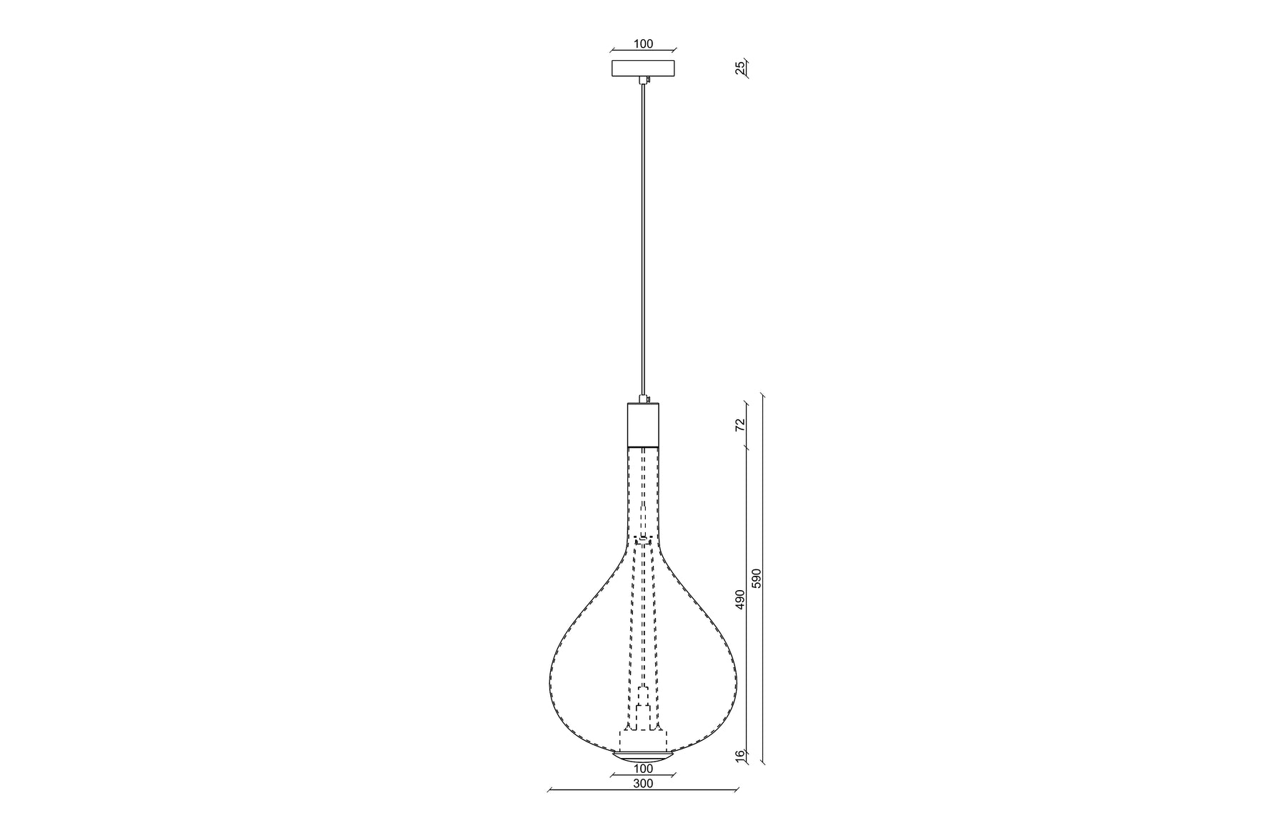 Glass Pendant dimensions