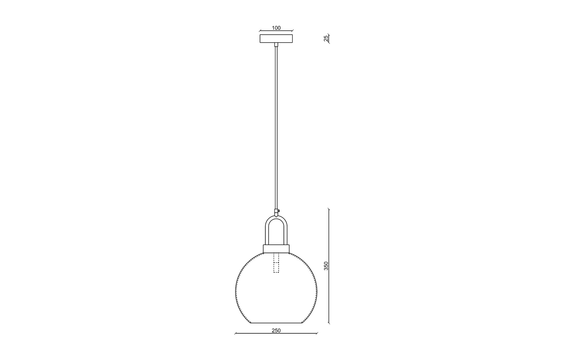 Orb Glazed Pendant dimensions